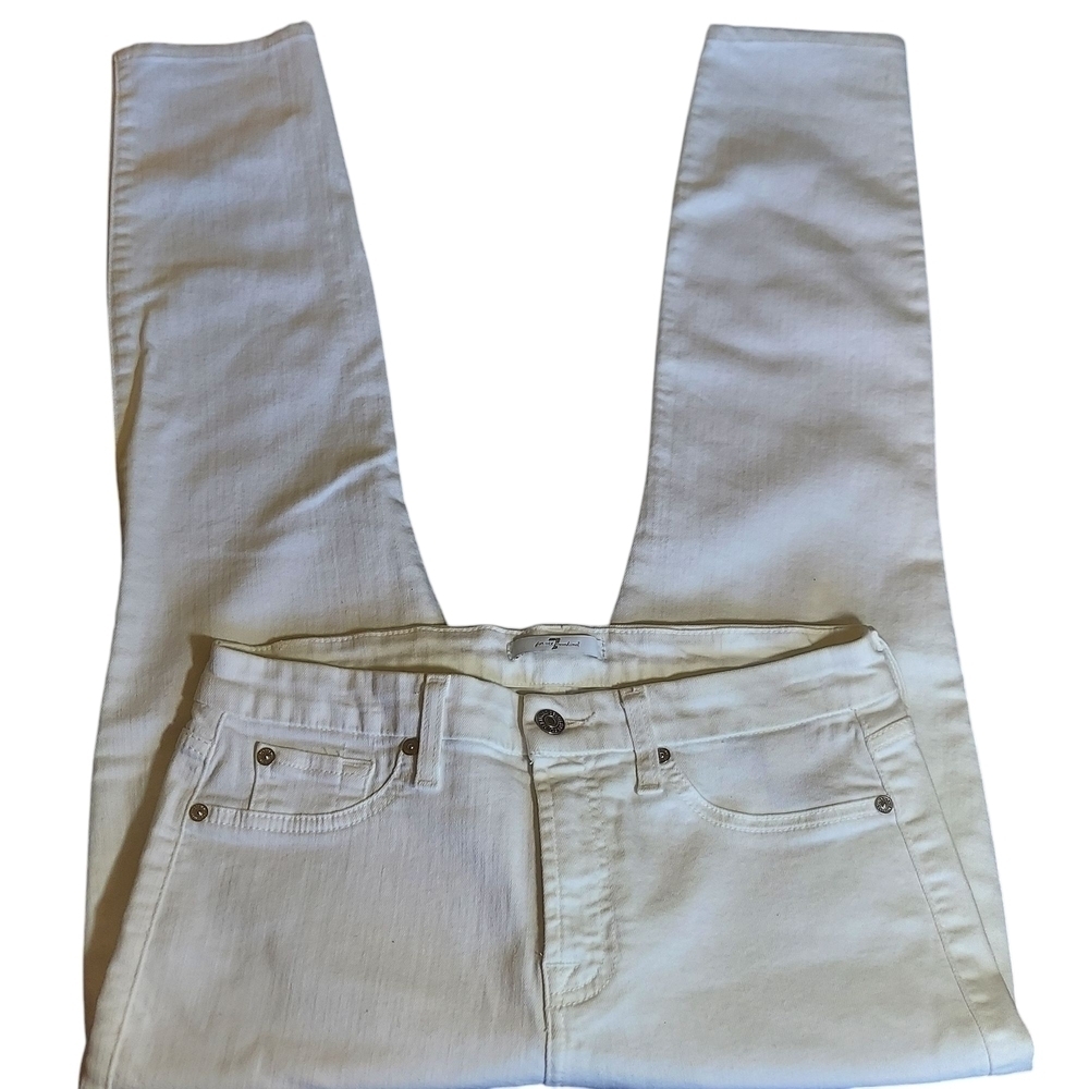 7 For All Mankind White Ankle Cropped Jeans